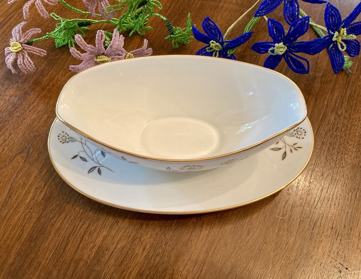 Mid Century Noritake DANIELLE 5776 Gravy Boat With Attached Stand