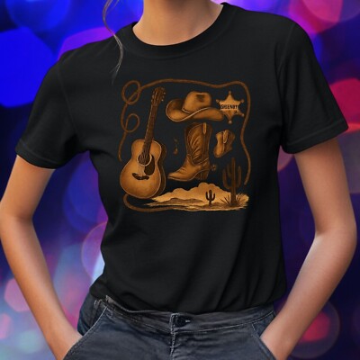 T-Shirt Western Musik   Cowboy Gitarre Motiv für Country Fans, Funshirt Geschen