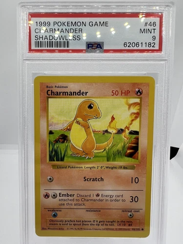 Pokémon TCG Charmander Base Set 46/102 Shadowless PSA 9 MINT!