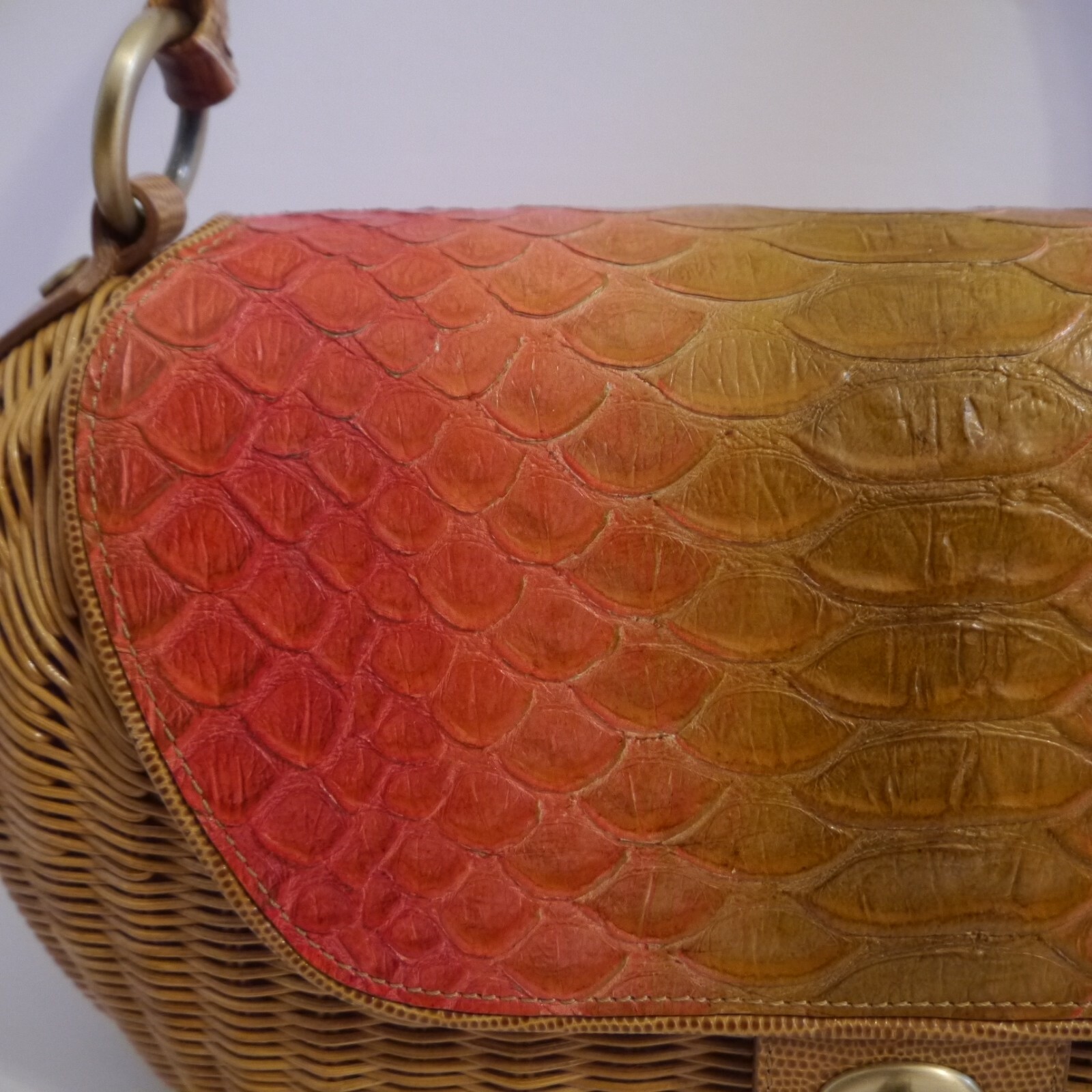 ERIC JAVITS wicker with python croc embossed leat… - image 3
