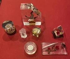 LUCITE PAPERWEIGHT ETC LOT-9 PCS