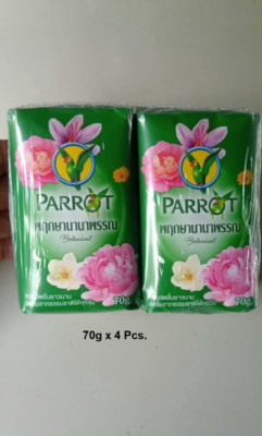 Thai Herbal Parrot Botanicals Bar Soap Unique Botanical Scent 70 g. Pack 4