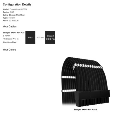 CableMod Custom Bridged Kabel 8+8+8 Pin PCI-E (GPU)