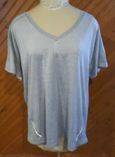 RBX Performance Women's Size 2X Stretch Knit Top Gray Stripe Short Sleeve 