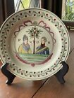 Antique 18Th C Dutch Polychrome Orangist Marriage ? Charger Plate Hand-Painted