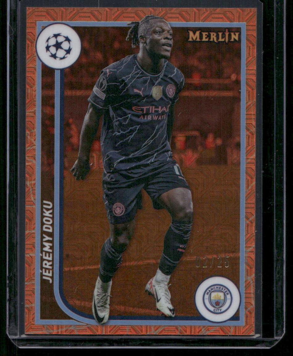 2024 Merlin Soccer Jeremy Doku #77 Orange Mojo /25