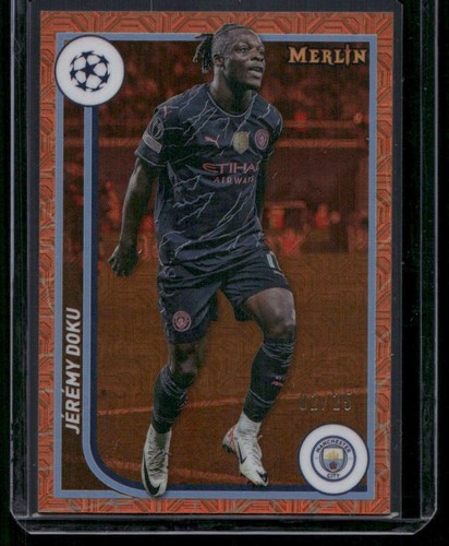 2024 Topps Merlin Soccer #77 Jeremy Doku Orange Mojo /25