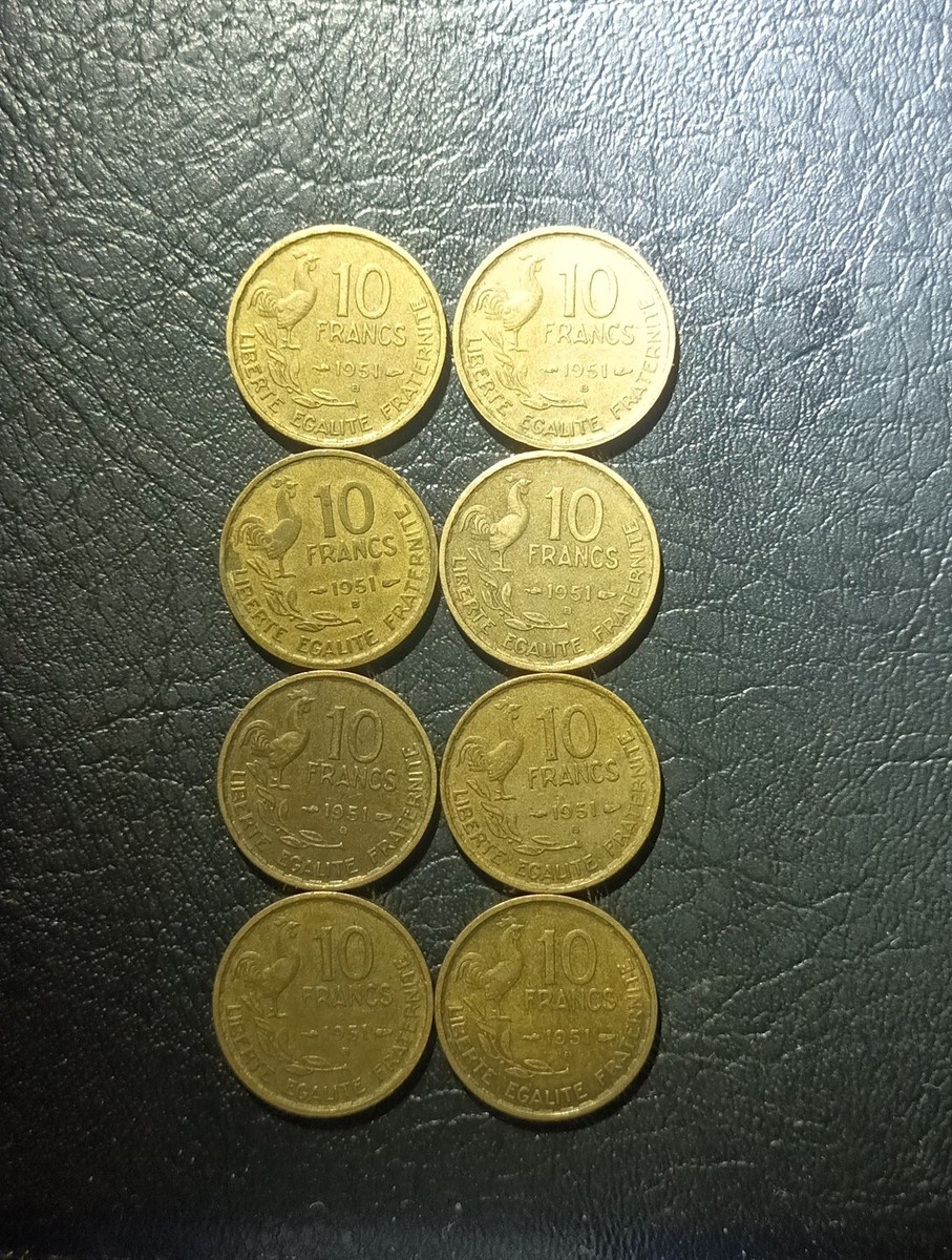 8 OF LOTS COIN RARE France 1952 - B 10 Francs Coin LOOK FOR FOTO