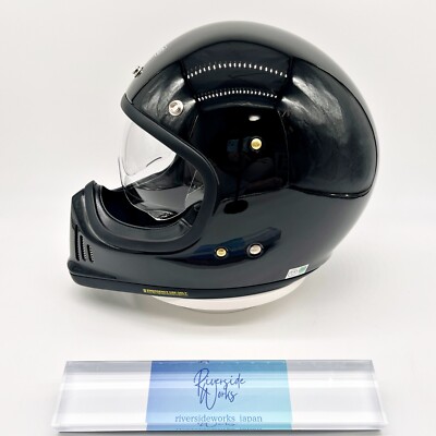 EX-ZERO Gloss Black Motorcycle Full Face Helmet Size L 59cm From