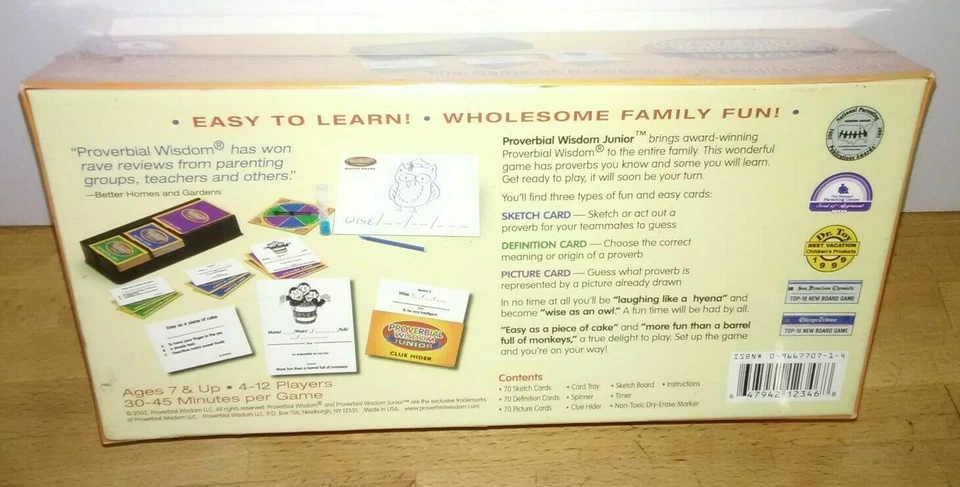PROVERBIAL WISDOM JUNIOR Game Of Proverbs & Familiar Sayings 4-12 PLAYERS AGE 7+ - Image 3 of 3