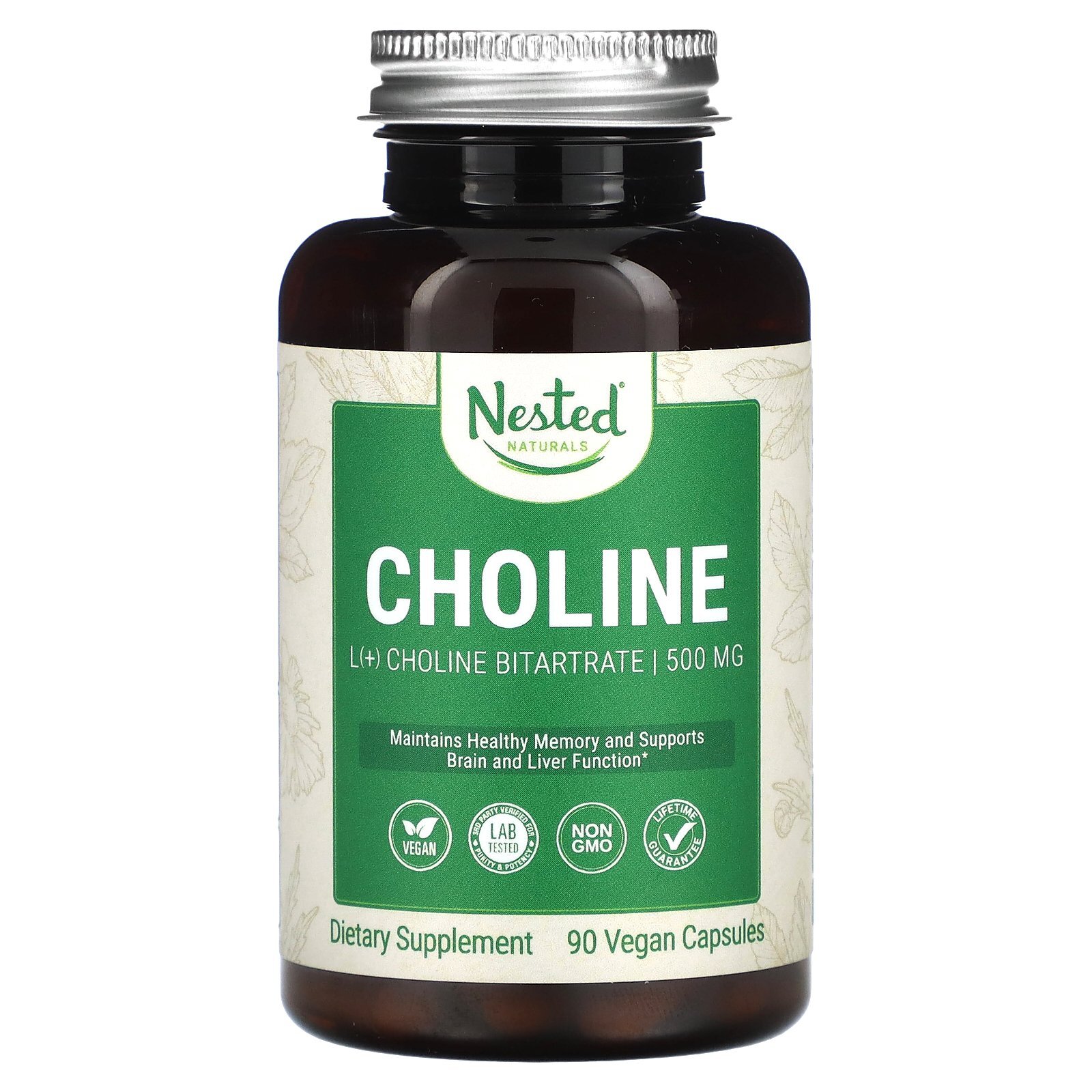 Choline (L (+) Choline Bitartrate), 250 mg, 90 Vegan Capsules