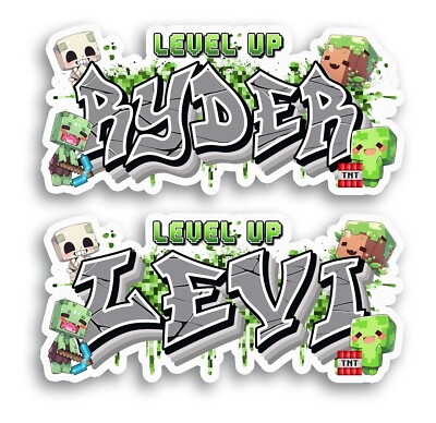 Custom Pixel Gamer Name Sticker Graffiti Vinyl Decal Gift Water Bottle Laptop