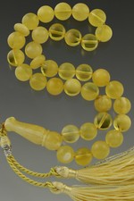 Egg Yolk Islamic 33 Round Prayer Beads 9mm BALTIC AMBER TASBIH 20.4g 180719-13