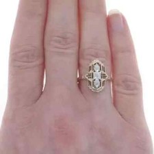 Art Deco Style Edwardian Lab Created Diamond 14K Gold FN Filigree Wedding Ring