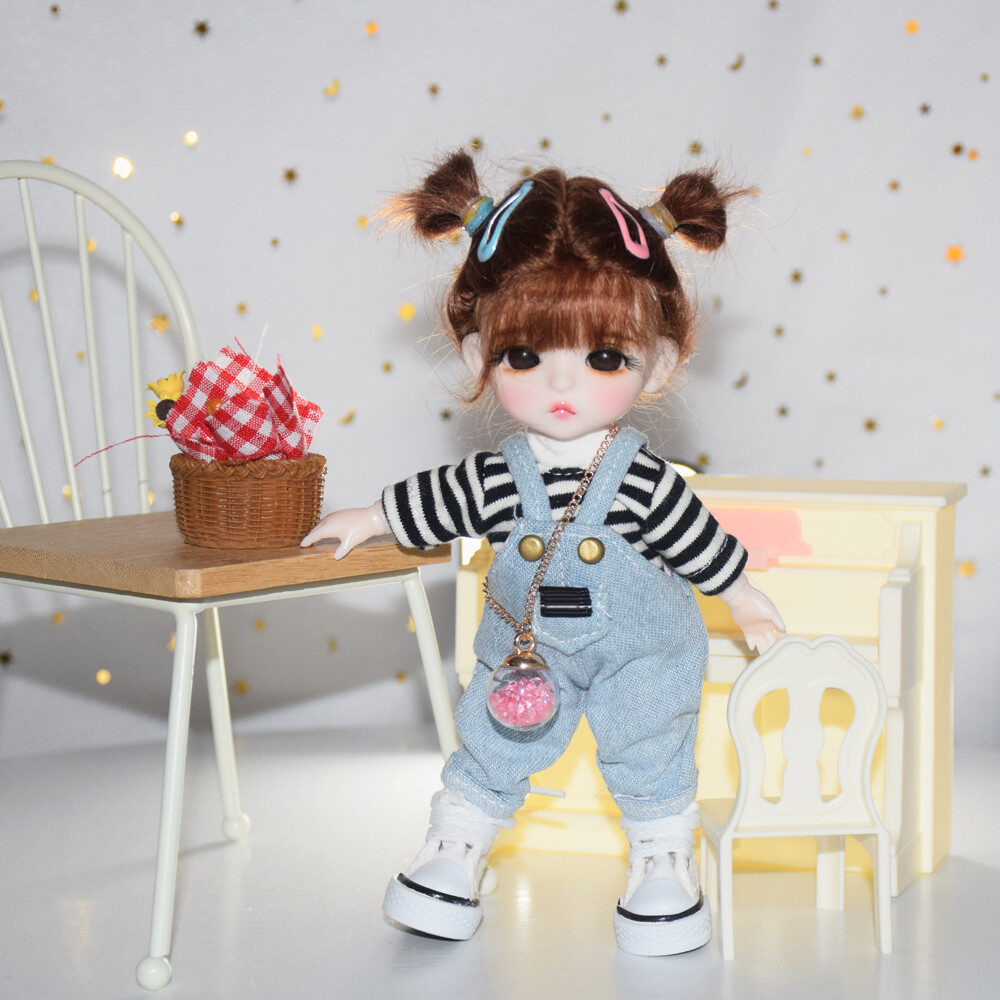 1/12 BJD Doll Mini Girl Doll Kids Toy with Brown Wigs Full Clothes Shoes Makeup eBay