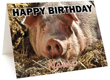 Personalised Pig Birthday Card - ANY RELATIVE FAMILY FRIEND NAME