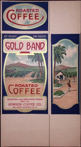 Vintage NOS Gold Band Coffee Can Box 1LB Howson Coffee Co Silver Creek NY