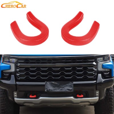 Red Front Bumper Tow Hook Trailer Cover Trim For Chevy Silverado SIERRA 14+ ABS