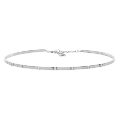 14K White Gold Baguette Diamond Choker 