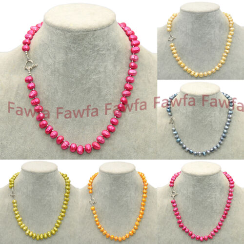 Mehrfarbig 8-10 mm Süßwasser Barock Perle Perlen Geknüpfter Schmuck Halskette 18-50 Fuß - Bild 1 von 16