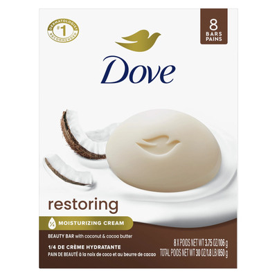 Beauty Bar Soap for Women Restoring Coconut & Cocoa Butter All Skin, 3.75 Oz 8 B