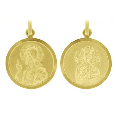 Italian 14k Gold Sacred Heart of Jesus Lady of Perpetual Help