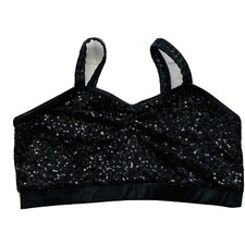 Balera Womens Black Sequin Dance Bra Size Large