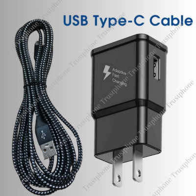 USB Fast Charger Wall Power Adapter 10Ft Long Type C Cable For Samsung Android
