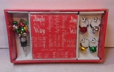 Christmas Holiday Earrings Metal Jingle All the Way Bell Ornaments New in Box