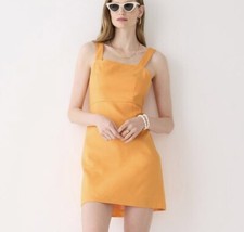 J. Crew Squareneck A-line dress stretch linen tangerine orange summer vacation