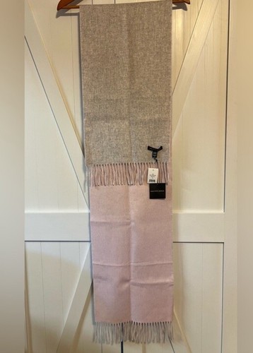 SAKS FIFTH AVENUE Cashmere/Merino Wool Scarf Pink Gray Two Tone - 第 3/4 張圖片
