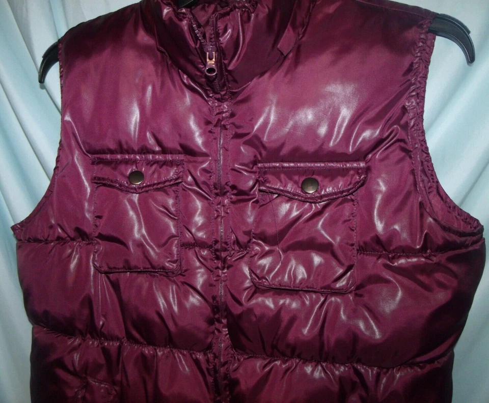 Жилет-пуховик Faded Glory однотонный фиолетовый с ложным вырезом без рукавов стеганый размер L - Изображение 3 из 4