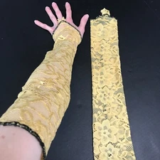 Long Lace Armwarmers Yellow Arm Warmers Prom Formal Gloves Retro Evening Sleeves