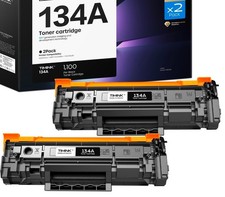 134A Black Toner Cartridge w/Chip For HP134A, W1340X, 134A 2 Pack NOT OEM