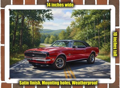 Metal Sign - 1968 Chevrolet Camaro 43 Oil Painting - 14x10