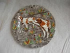 GIEN,RAMBOUILLET,VINTAGE HAND PAINTED DESSERT PLATE, HUNTING DOGS,1960s YEARS.