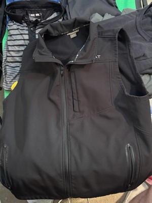 Ariat Mens Black Full Zip Softshell Vest Fleece Lined Logo Outerwear Size XL 34