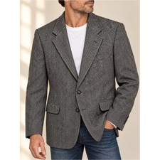 Vintage Towncraft Wool Herringbone Tweed Sport Coat Blazer Gray 492