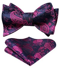 Bow Ties for Men Paisley Bowties Mens Self Tie Bow One Size Plum  Navy Blue