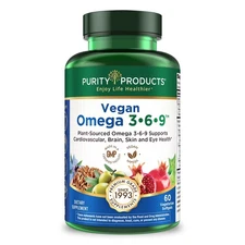 Purity Products Omega 3-6-9 Vegan and Vegetarian Formula - “5 in 1” Essential...