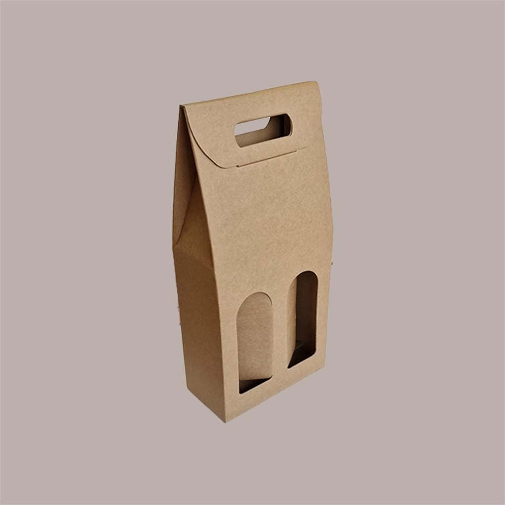 Scatola 2 Bottiglie Vino Olio 750ml Avana Liscio 180x90x390mm | Offerta