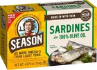 Season Sardines in Pure Olive Oil, 4.375-Oz Cans (2 Packs Of 6) 12 Cans