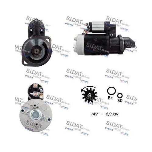 Démarreur Sidat S12BH0302A2 haut de gamme pour motorisation Ruggerini