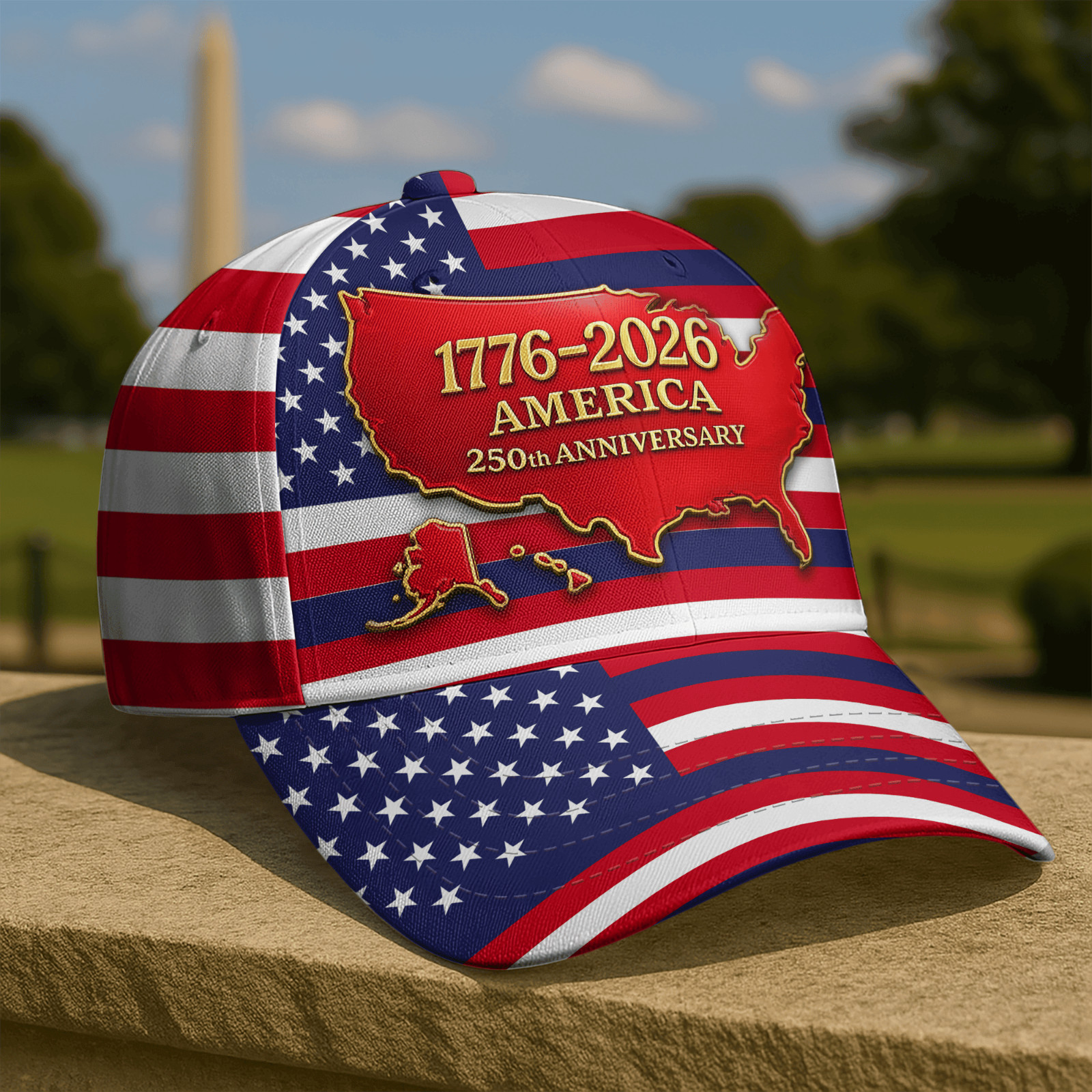 Baseball Cap US 250th Anniversary Print Hat Suitable for Multiple Occasion