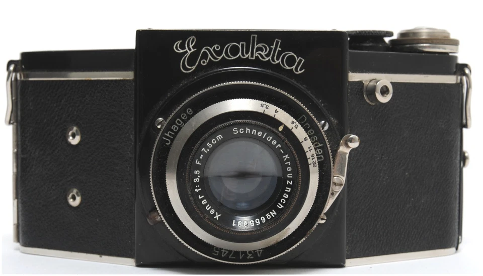 Ihagee Exakta camera BLACK 6,5 x 4cm w. Schneider Xenar 3,5/7cm NOTTESTED of K. - Bild 2 von 4