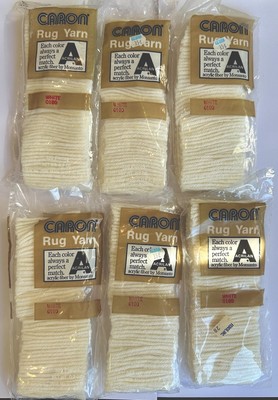 Lot of 6 Packages Caron Latch Hook Rug Yarn 0100 WHITE 320 Pieces Each PKG