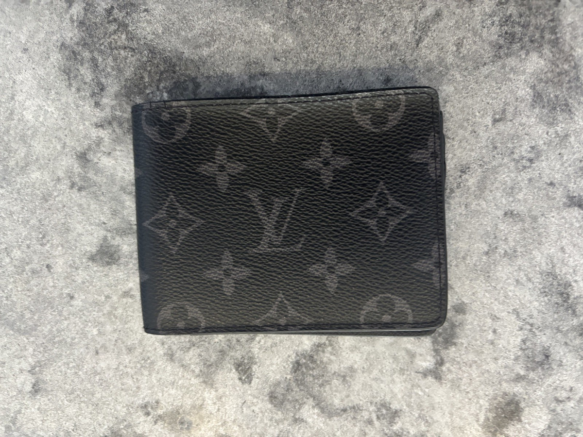 Genuine Black Men's Louis Vuitton Monogram Eclipse Wallet M61695