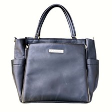 Petunia Pickle Bottom City Carryall Tote Black Faux Leather Diaper Bag