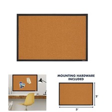 Durable 24x36 Cork Bulletin Board in Elegant Black Frame for Stylish Display