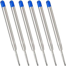 Parker Compatible Refills for Ballpoint Pens, Pack of 6 Refills Fine Tip, Bl...